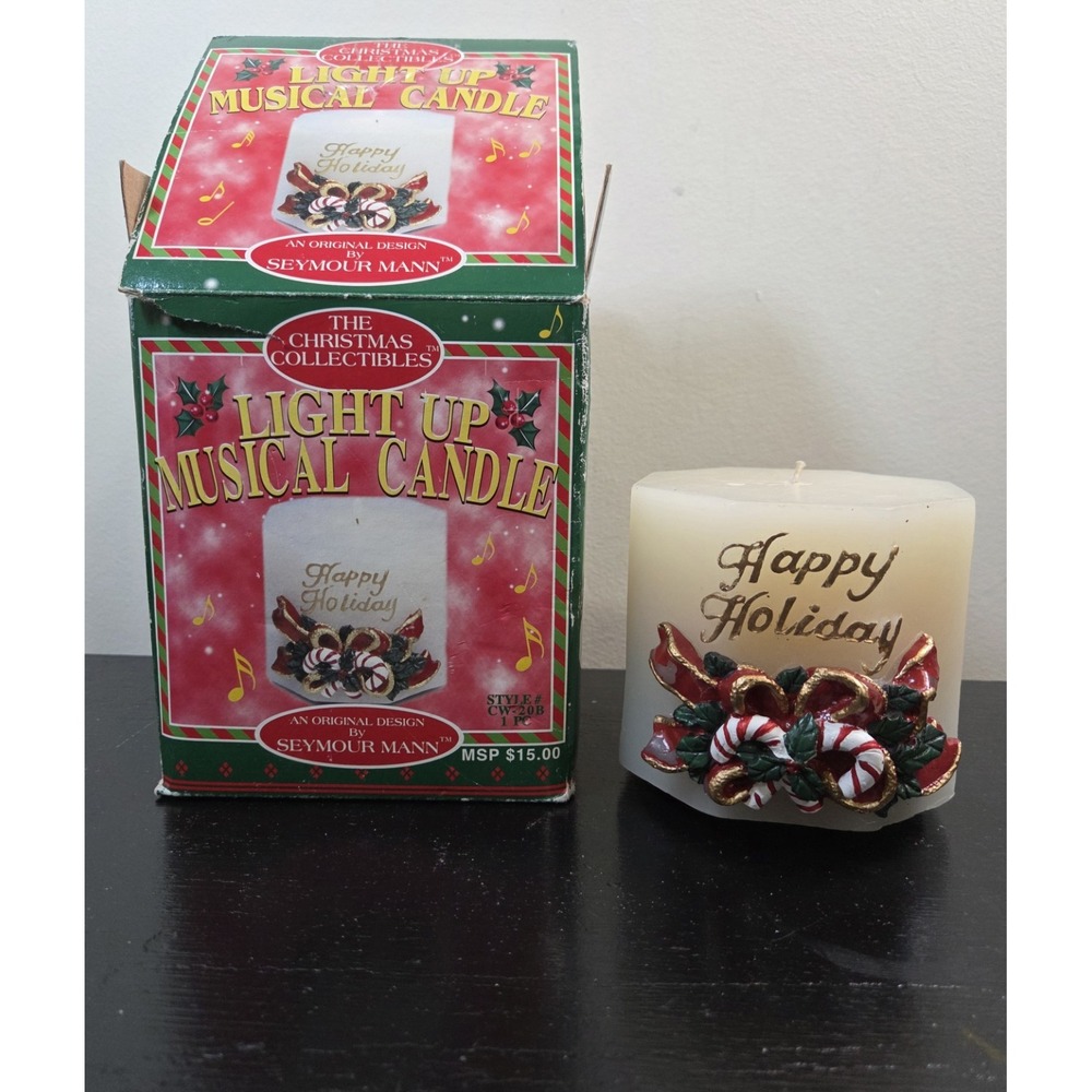 Christmas Collectibles‎ Happy Holiday LightUp Musical Candle Seymour Mann